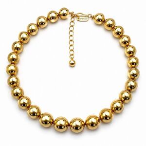 Vintage Sarah Coventry Gold Tone Ball Bead Necklace Chunky Statement Collar 1960